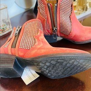 Red studded Circle G booties size 7 1/2